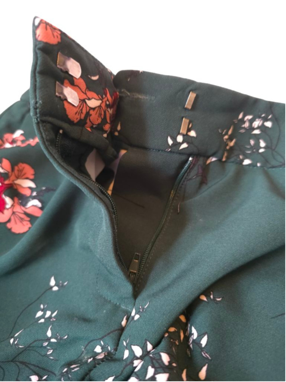Women's CAROLINA BELLE Forest Emerald Green Floral Trousers Size 8 OfficeSiren - Picture 12 of 13